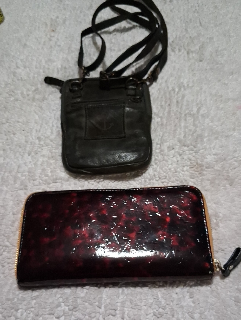 Women’s Leather Crossbody Bag with Dark Red Tortoiseshell Wallet Bundle